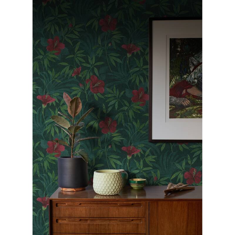 Advantage Malecon Green Floral Wallpaper - 20.9in x 396in x 0.025in - 20.9in x 396in x 0.025in