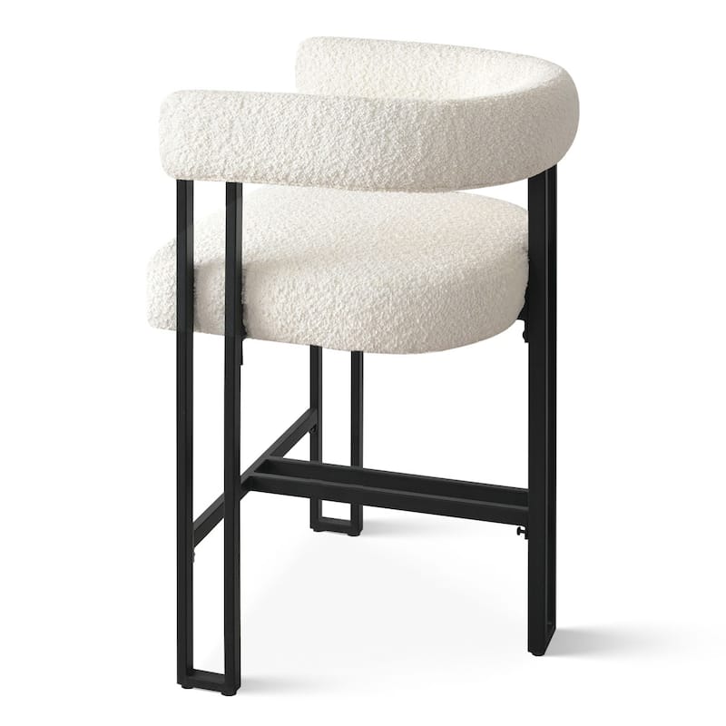 Boucle Upholstered Counter Stool with Arms(Set of 2)