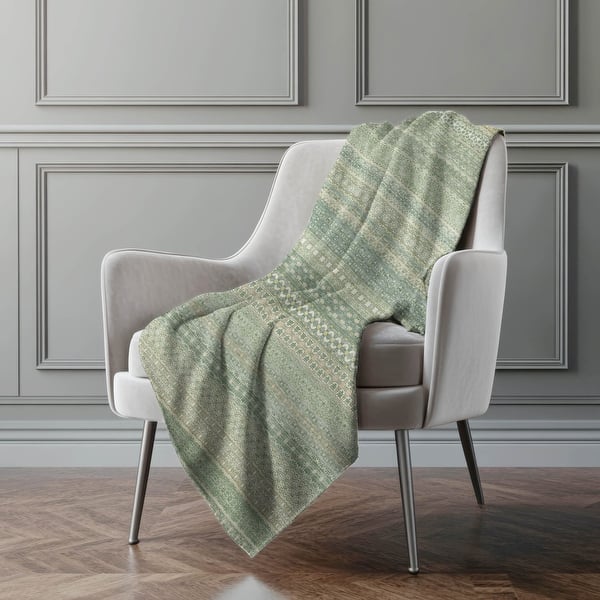 slide 2 of 78, Premium Machine Washable Boho Stripes Sherpa Throw Blanket Aloe - 4'2" x 5'10"