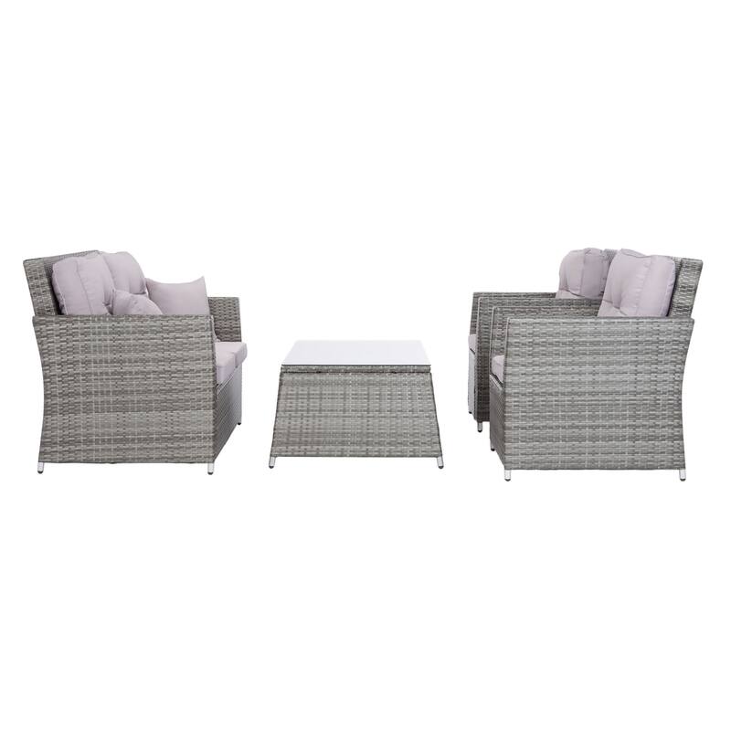 SAFAVIEH Outdoor Living Lorma 4-Piece Patio Set - 55"W x 32"D x 33"H