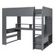 preview thumbnail 10 of 9, Full Size Multi-storage Wood Gaming Loft Bed with Built-in Desk and Charging Station