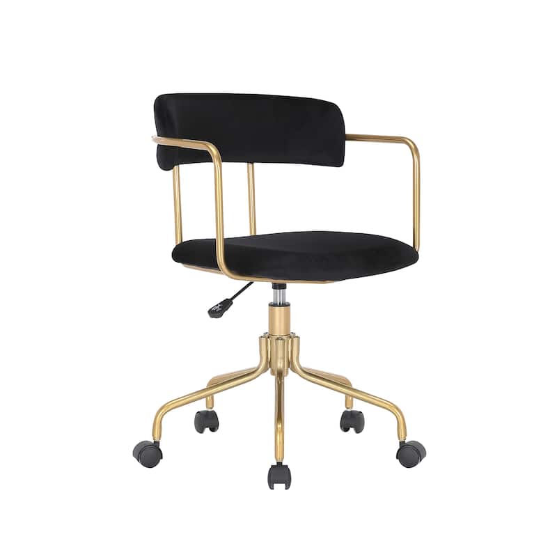 Porthos Home Fynn Office Chair, Velvet, Gold Chrome Frame and Legs