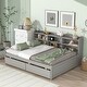 preview thumbnail 3 of 8, Full Size Wooden Daybed with Side Bookcase, Drawers