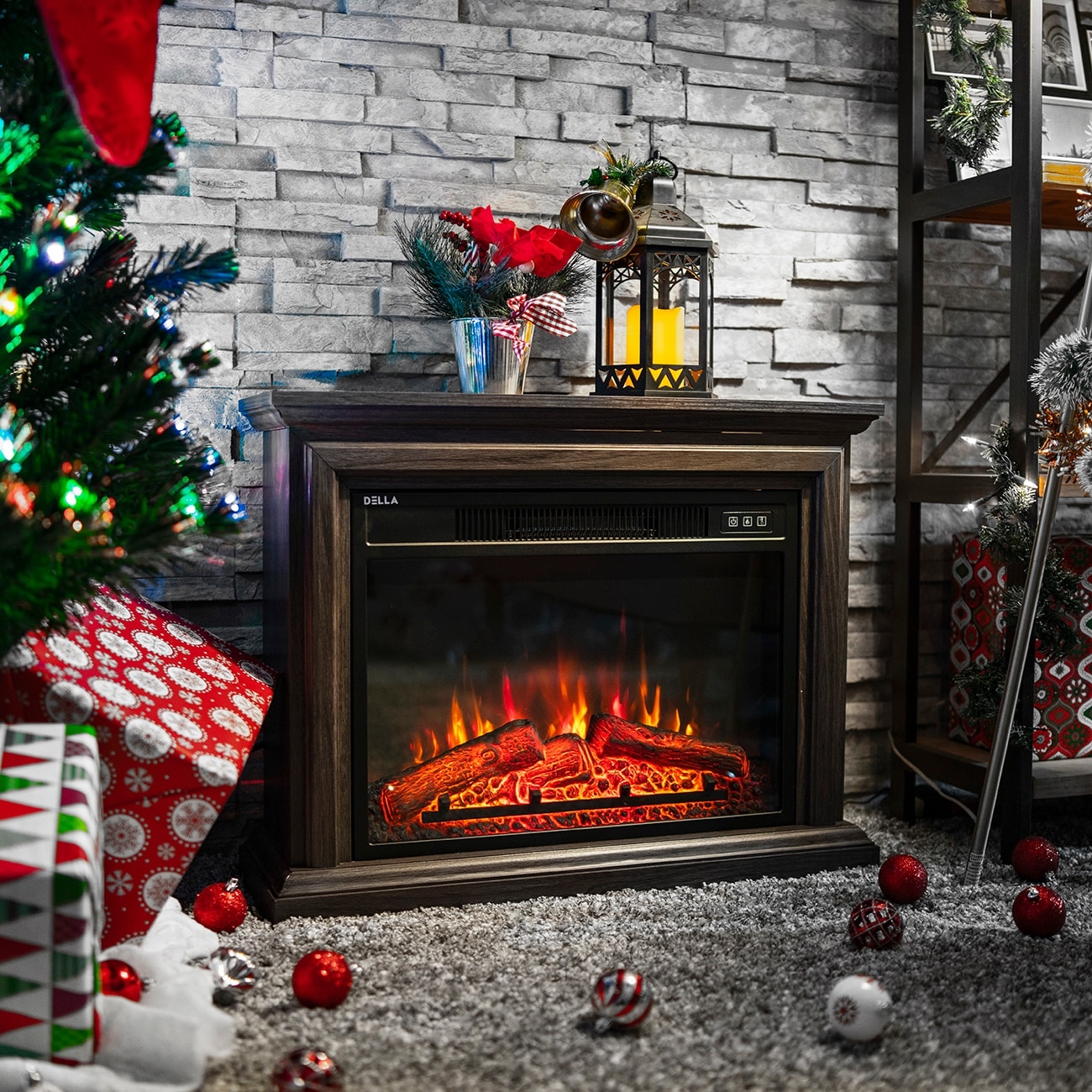 BELLEZE 1400W Infrared Quartz Fireplace Heater Flame Wood Log, Oak -  standard - Bed Bath u0026 Beyond - 15874402