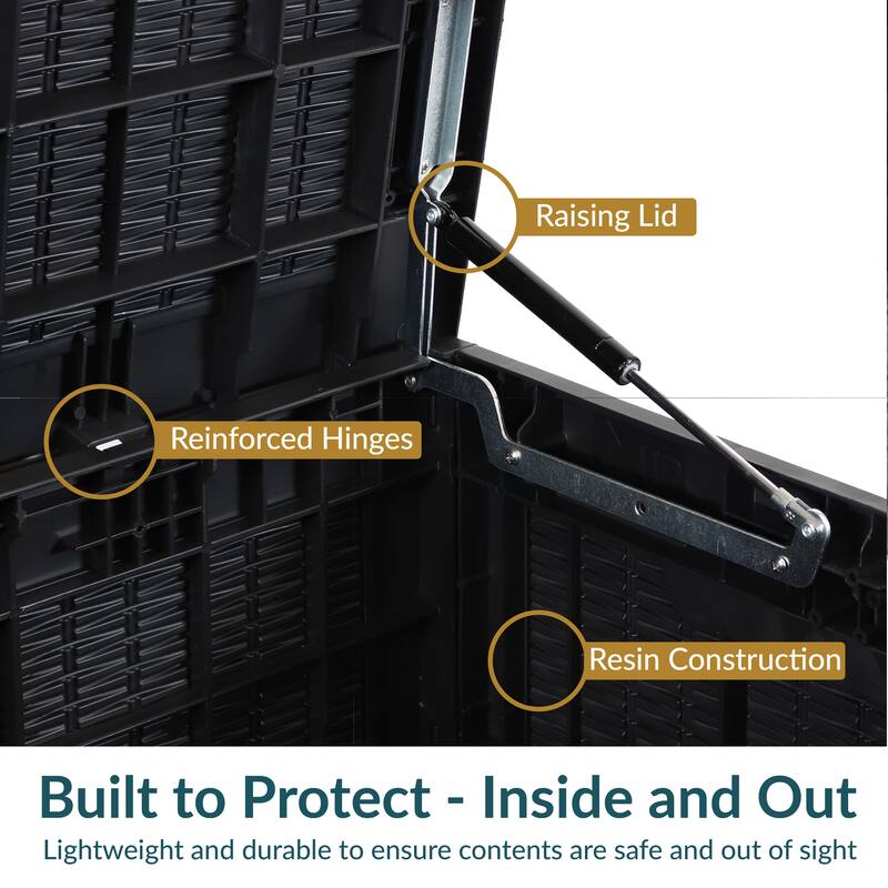 Sunnydaze Faux Rattan Outdoor Lockable Deck Storage Box - 100-Gal.