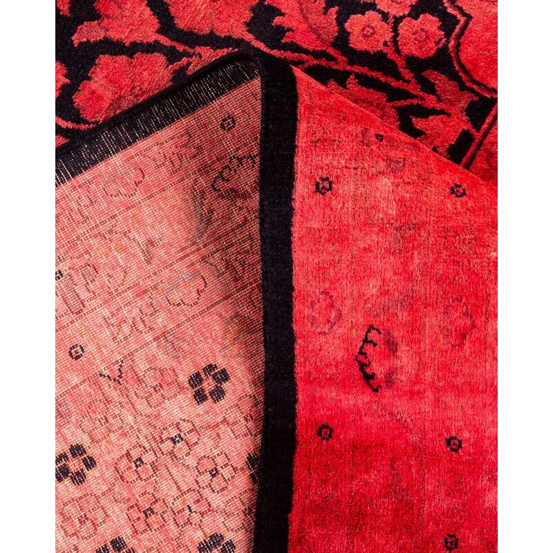 Overton Hand Knotted Wool Vintage Inspired Modern Contemporary Overdyed Red Area Rug - 8' 0" x 11' 1"