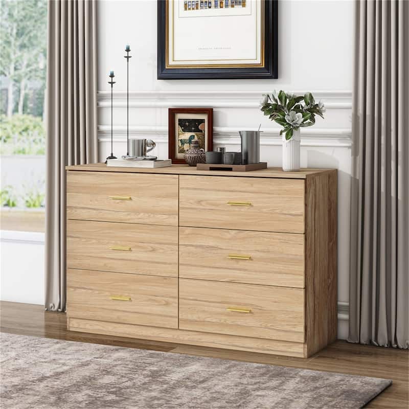 Modern Natural 6-Drawer Dresser for Bedroom