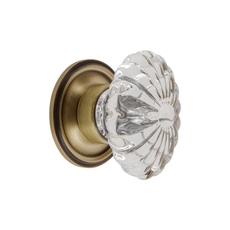 Grandeur BURG-CRYS-KNOB-GEO Burgundy 1-3/4" Vintage Flower Fluted - Vintage Brass