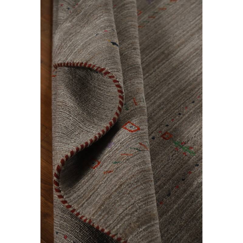 Hand Knotted Oriental 100% Wool Carpet Tribal Animal Pictorial Greys & Charcoal Gabbeh Area Rug - 7' 9'' X 5' 0''