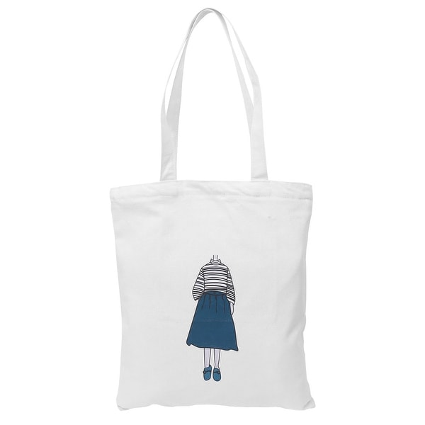 Shop Women Travel Canvas Sweater Print Zipper Closure Cosmetic Book Tote Bag White - Free ...