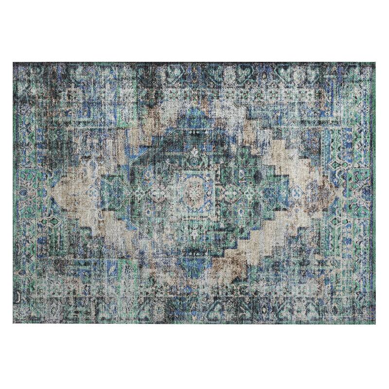 Machine Washable Indoor/Outdoor Boho Traditional Chantille Rug