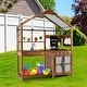 preview thumbnail 3 of 8, Natural Outdoor Solid Wood Mud Kitchen with Fabric Canopy Ideal Gift for Gifts - 39.5" x 16.5" x 49.5"(L x W x H)