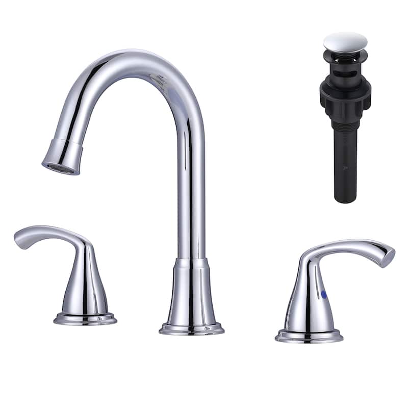 WOWOW 3-Hole Widespread Double Handle Bathroom Faucet - Chrome