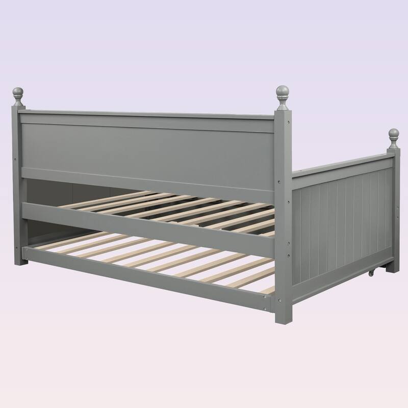Modern Twin Size Wood Daybed with Twin Size Trundle
