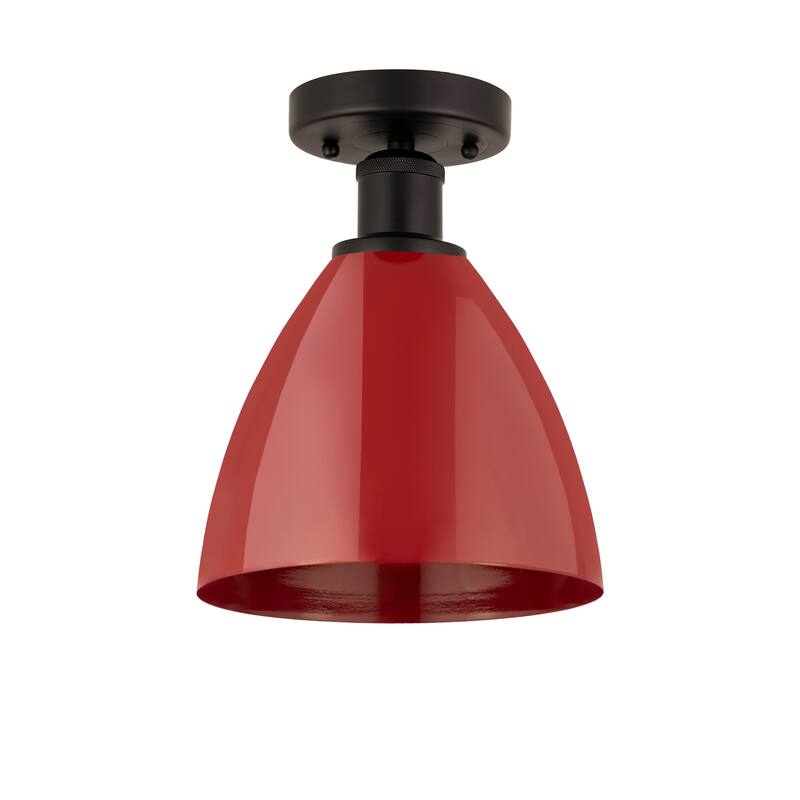 Innovations Lighting Edison Plymouth Dome - 1 Light 8" Semi-Flush Mount - Oil Rubbed Bronze/Red