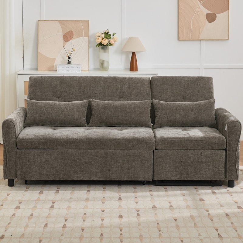 2-in-1 Sofa with Pull-Out Sleeper & Reversible Recliner by Harper&Bright Designs