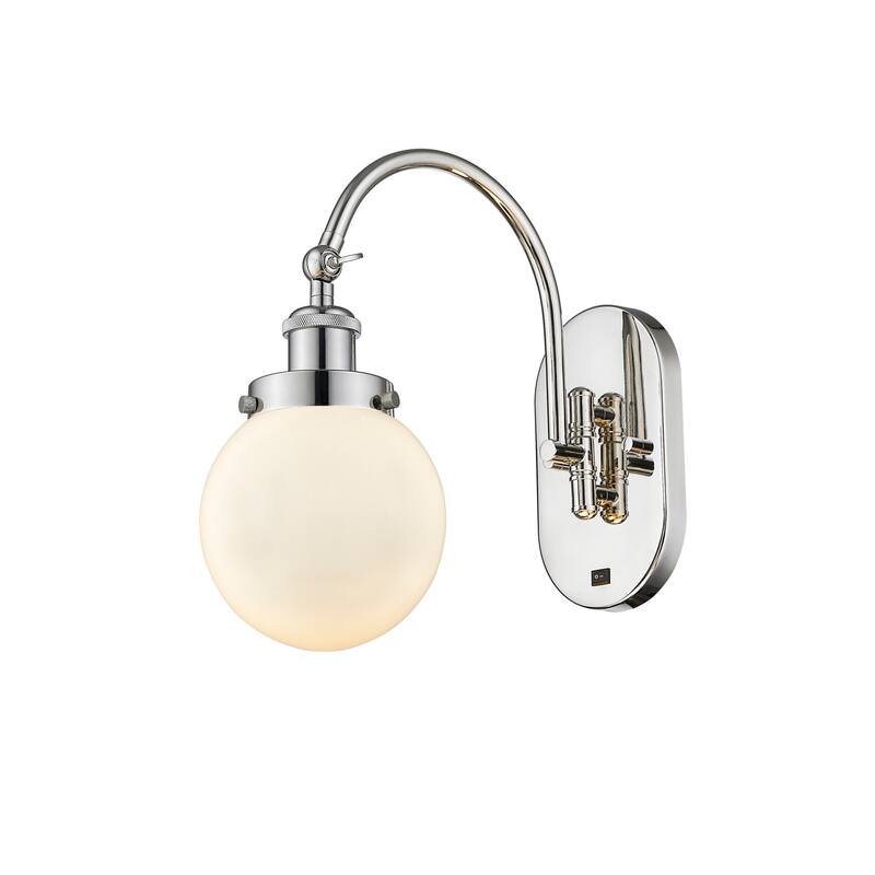 Innovations Lighting 918-1W-13-6 Beacon Sconce Beacon 13" Tall Wall - Polished Nickel / Matte White