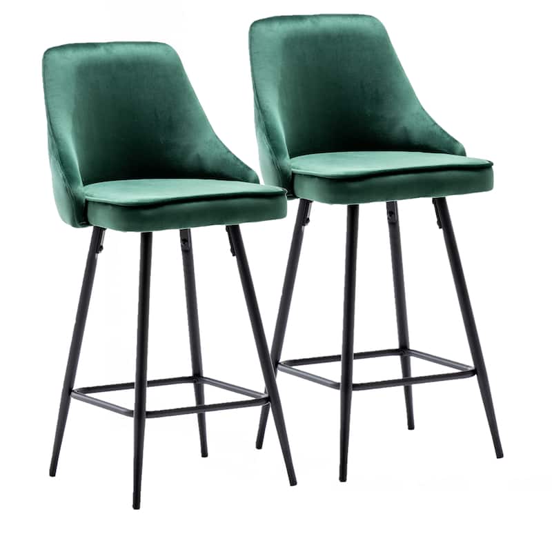 Zainab Premium Velvet Upholstered Contemporary Dining Bar Stools (Set of 2 )