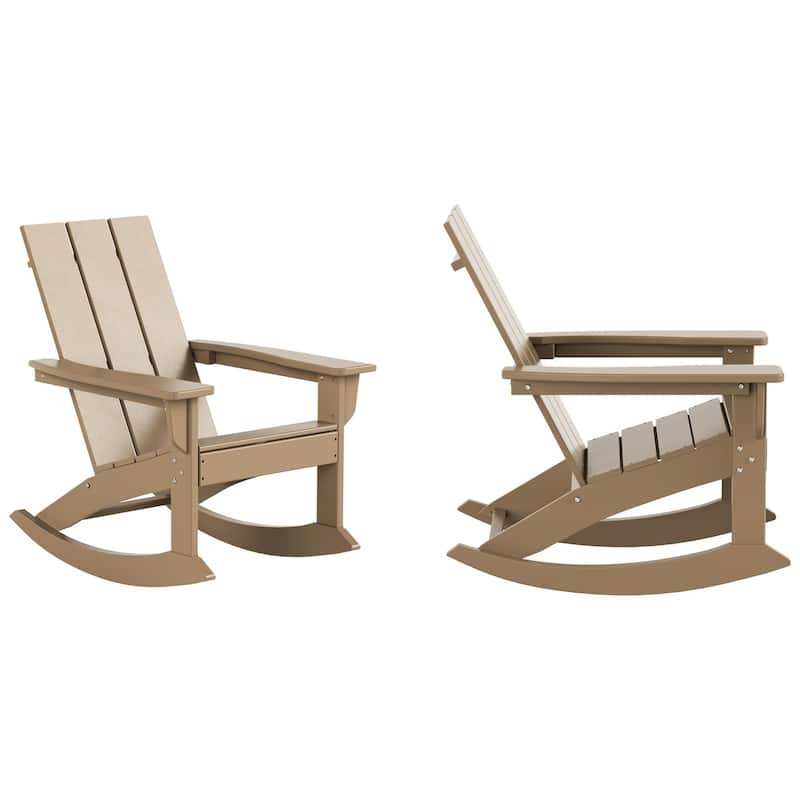Shoreside Modern Eco-Friendly All Weather Poly Adirondack Rocking Chairs (Set of 2)