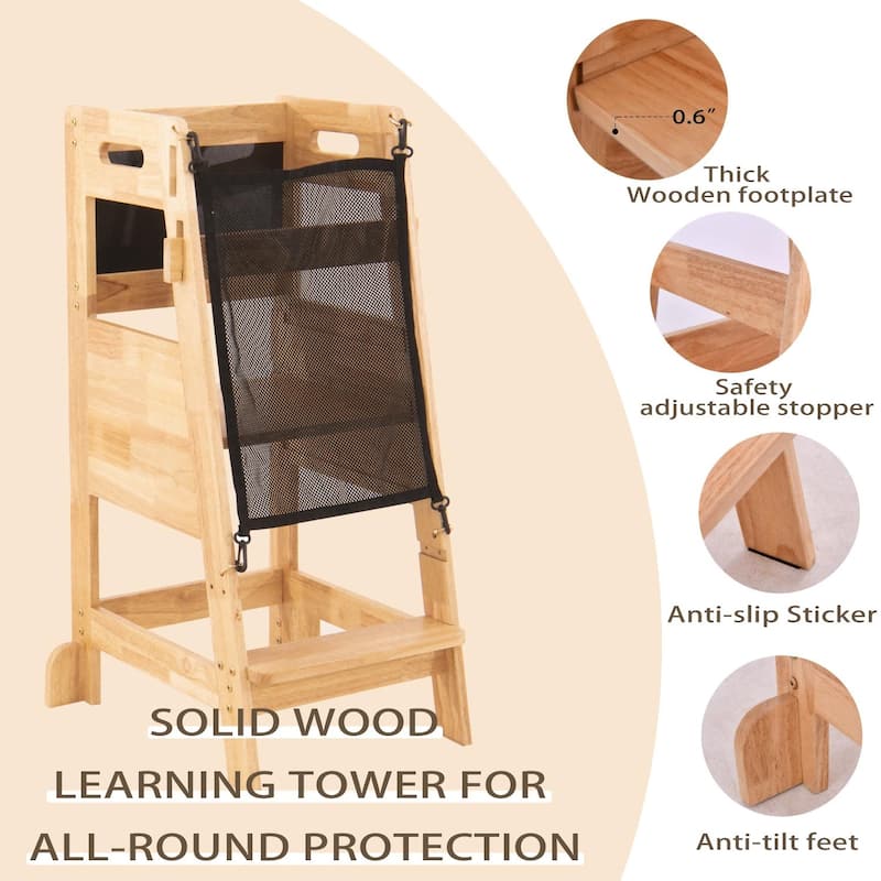 Wooden 2 - Step Stool for Kids Toddler Tower, Learning Tower Toddler