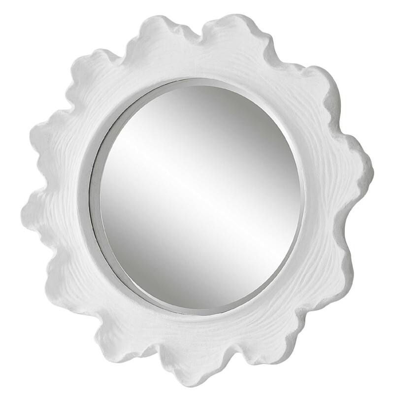 Sea Coral Round Wall Mirror - 34" - White