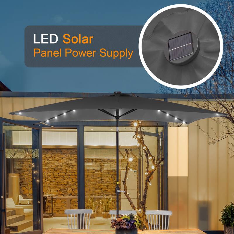 LIVOOSUN 6x9Ft LED Patio Umbrella Weather Resistant Table Umbrella