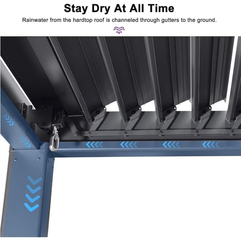 PURPLE LEAF Outdoor Louvered Pergola with Adjustable Metal Roof for Patio Pergola