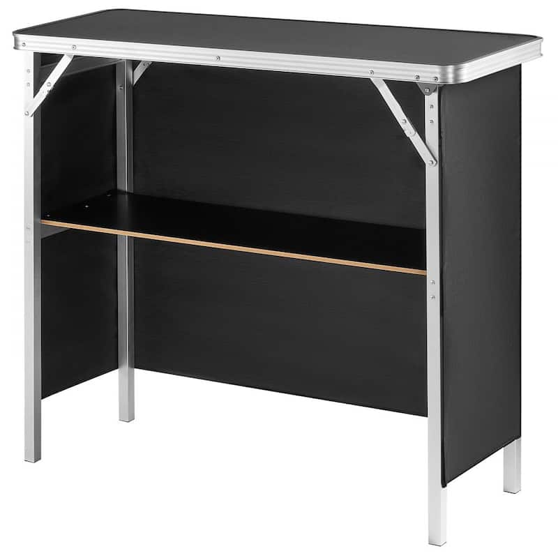 Folding Portable Bar Table - 38.39"x15.16"x34.25", Tradeshow Podium with Carrying Case