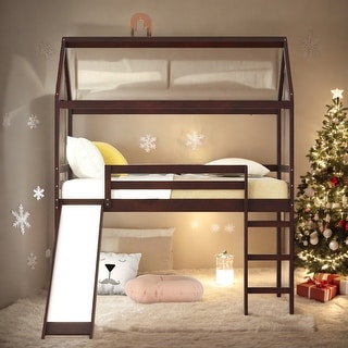 Twin Size Modern Loft Bed House Bed With Slide,Sturdy Construction