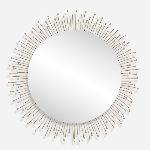 slide 2 of 5, Uttermost Aga Round Gold Mirror - 31'' H X 31'' W X 5.5'' D