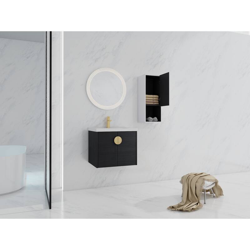 24" Wall-Mounted Bathroom Vanity With Ceramic Sink
