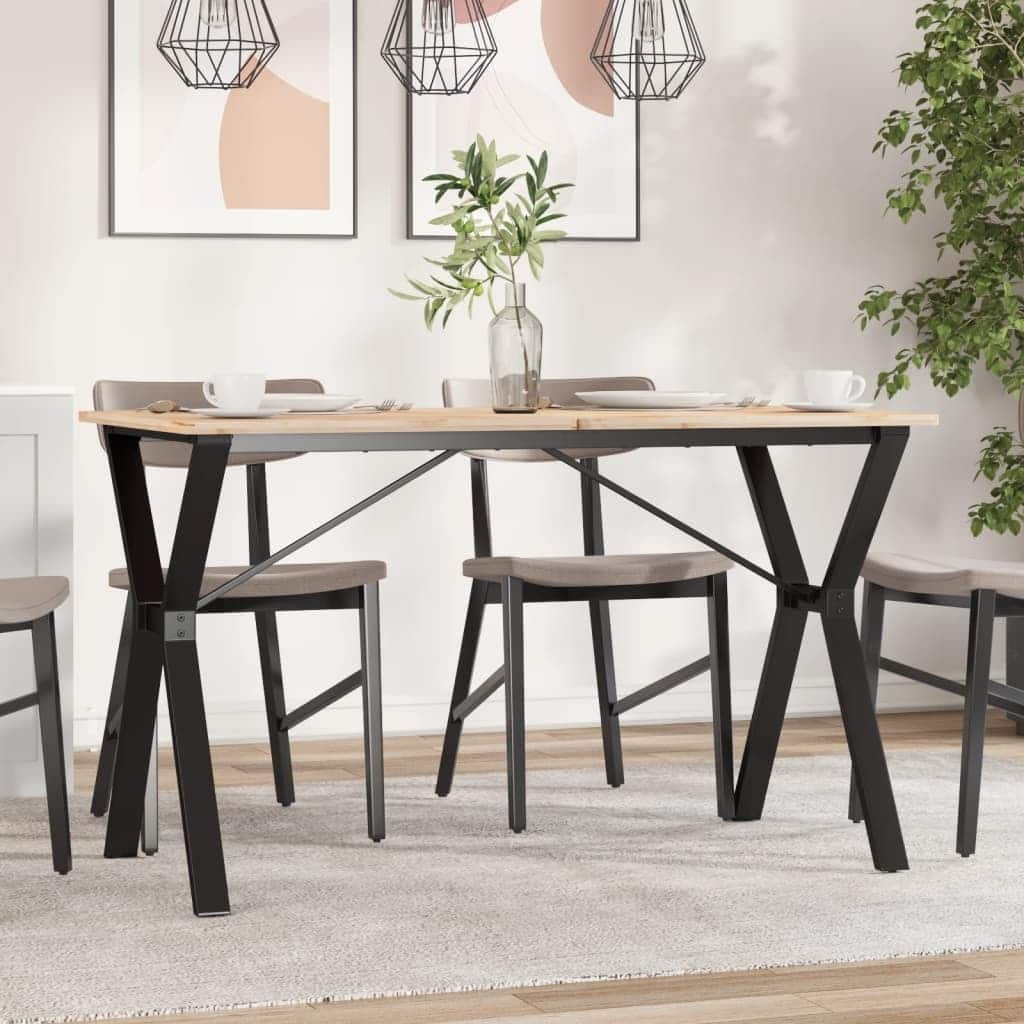 vidaXL Dining Table Leg Black Powder-Coated Steel Standard Tough - 23.6 x 47.2 x 28.7 in