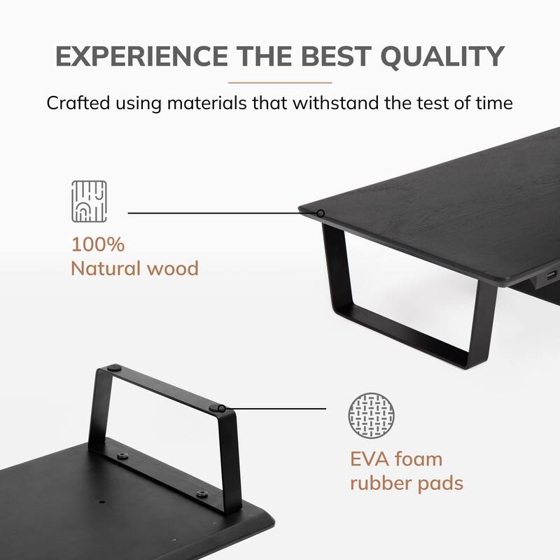 Jani Wood Monitor Stand Riser Desk - Ergonomic Design Stand, Desktop Organizer Table for Home, Office Workspace, Gaming Desk