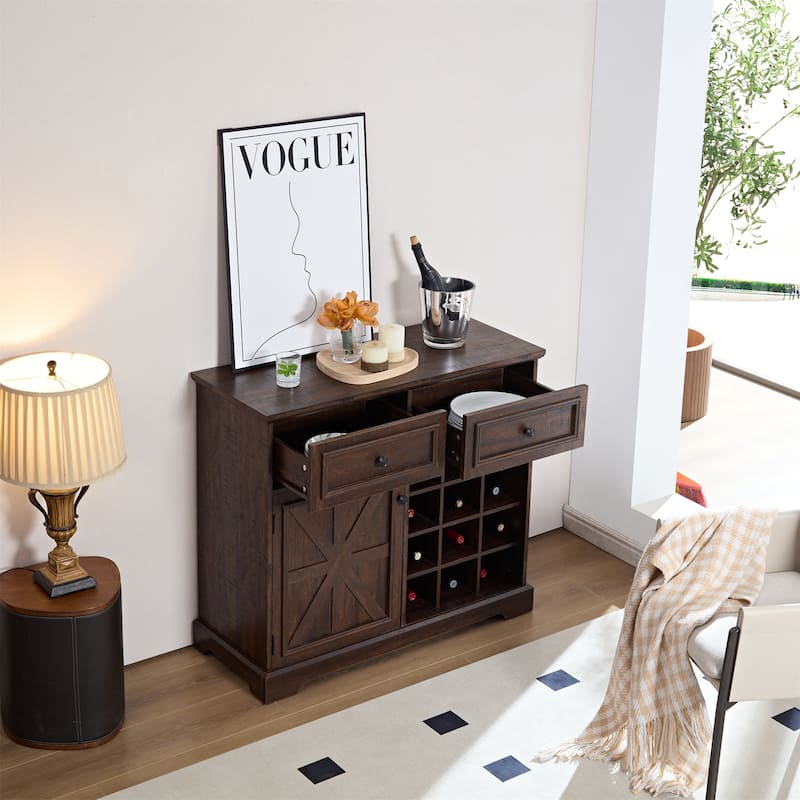 Buffet Sideboard with 2 Drawers and Removable Shelves