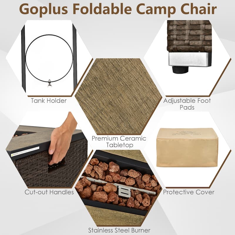 Costway 7 Pieces Outdoor Furniture Set with 32" Fire Pit Table and - See Details