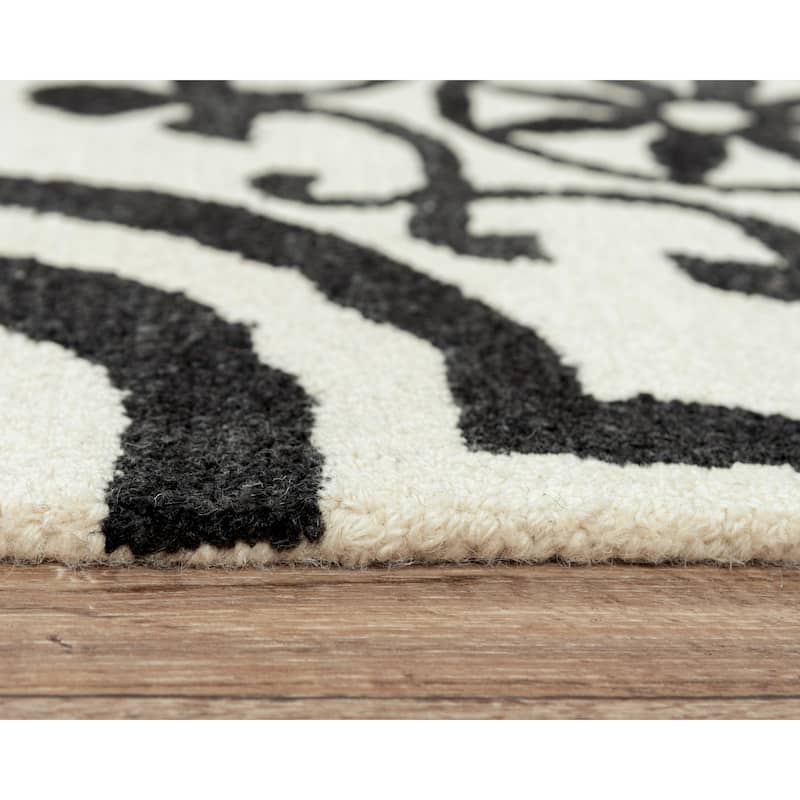 Alora Decor Neo Ivory and Black Hand-tufted Wool Blend Rug