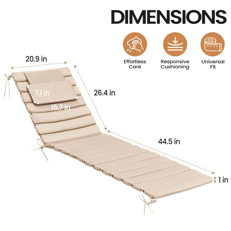 Pellebant Outdoor Chaise Lounge Cushions Patio Lounger Pad with Straps