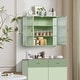 preview thumbnail 3 of 7, 27.56"Glass Doors Modern Two-door Wall Cabinet with Featuring Three-tier Storage for Entryway Living Room Bathroom