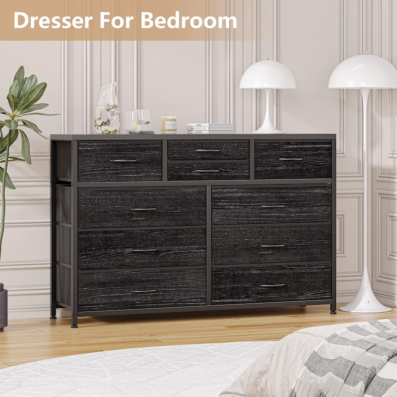 Fabric Dresser with 10 Drawers,47" TV Stand Dresser