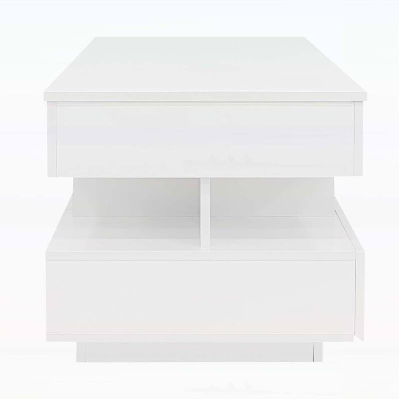 Multi-Functional Lift-Top Coffee Table with 2 Drawers,with High-Gloss Finish for Living Room