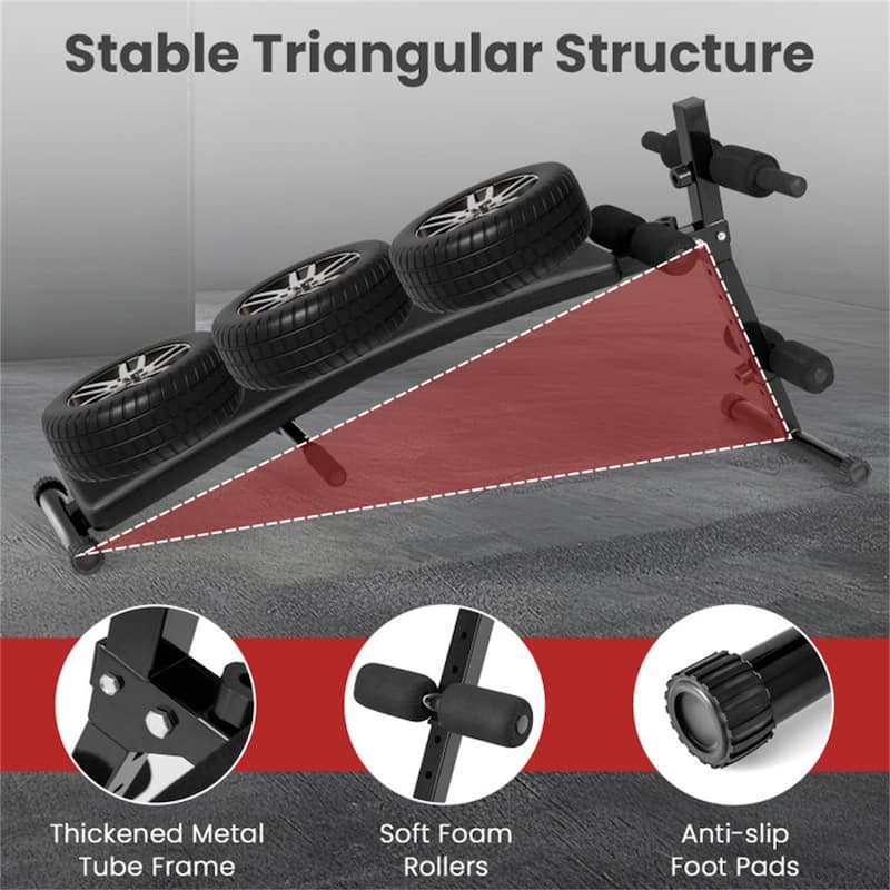 Adjustable Sit-Up Bench Home Gym Exercise Equipment 5 Heights - 50" x 20.5" x 21"-27"