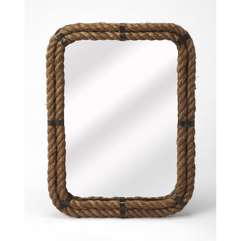 HomeRoots 25" Brown Framed Accent Mirror - 18.5' X '24.5' X '2