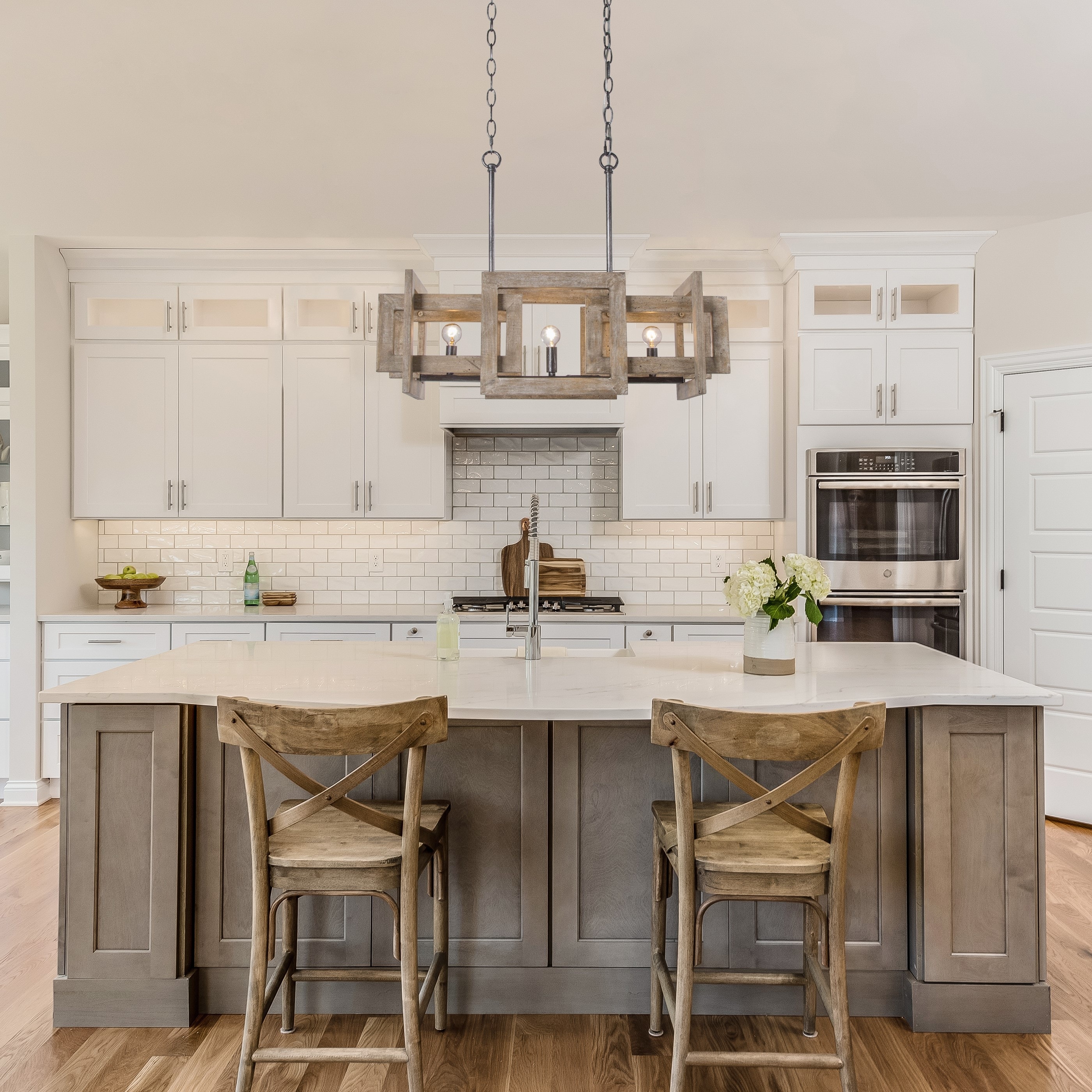 Rustic farmhouse shop kitchen island lighting