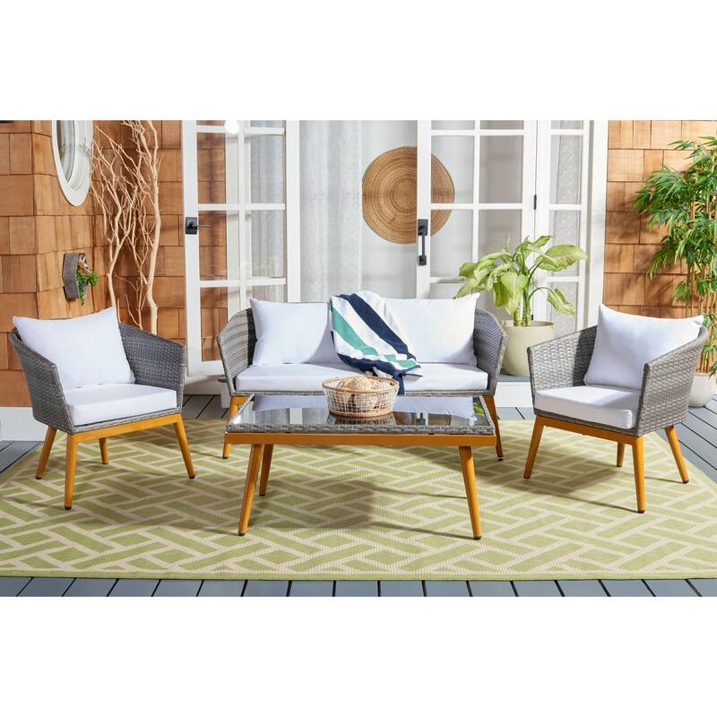 SAFAVIEH Eilam 4-Piece Outdoor Patio Set - 56Wx29Dx26H