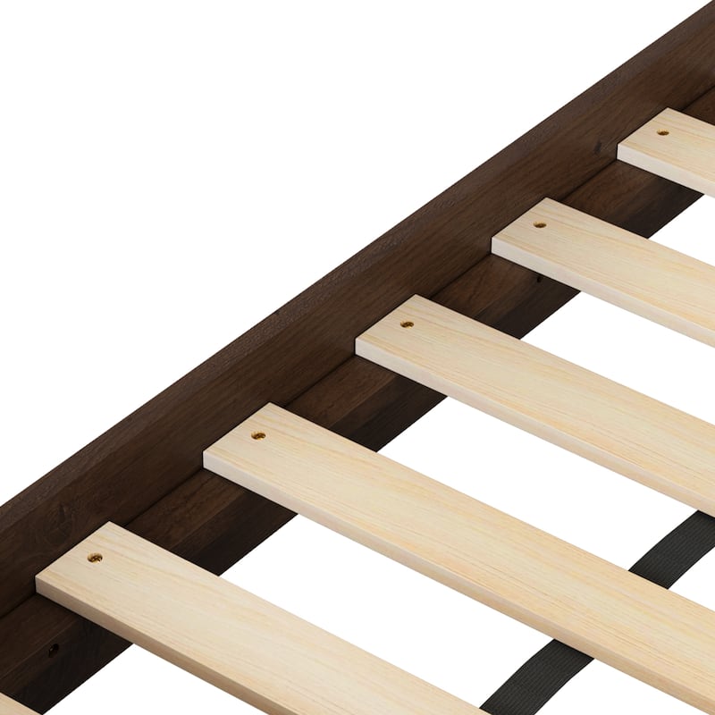 Traditional Solid Wood Bed Frame with Queen/King Size Platform Bed with Headboard for Bedroom