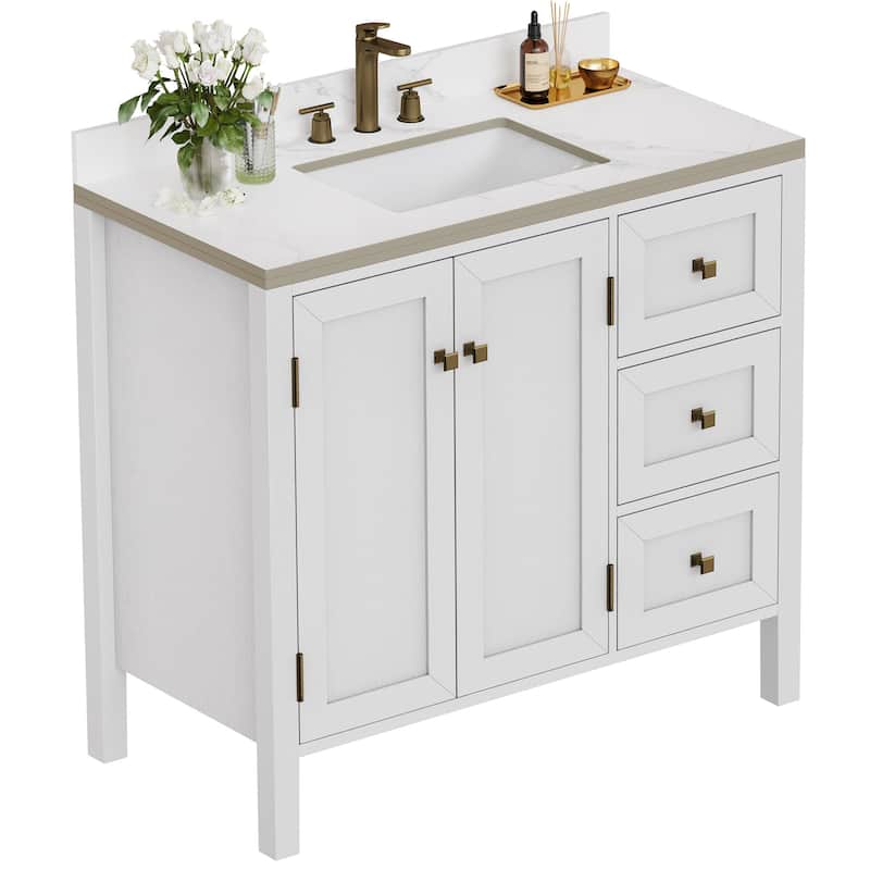 Moasis 36"/40"/ 47" Bathroom Vanity Cabinet with Sink - 36 inch - White