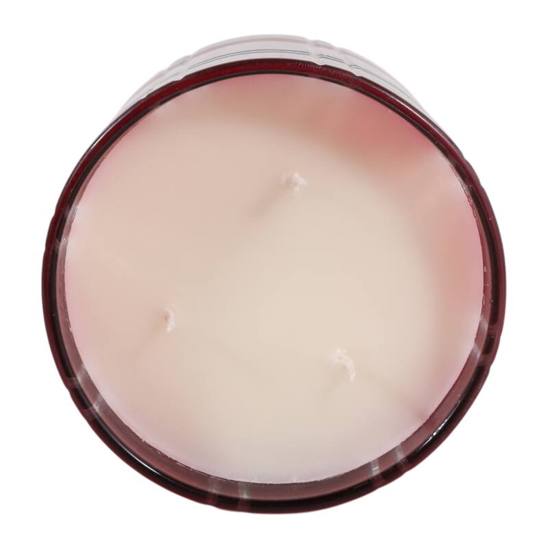 Decorative Glass Wax Warm Vanilla Scented Candle - 4", Red & White - 4.0"