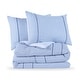 preview thumbnail 1 of 3, Amelia Cotton Stripe Comforter Set Whipstitch Polyester Fill Blue/White - King