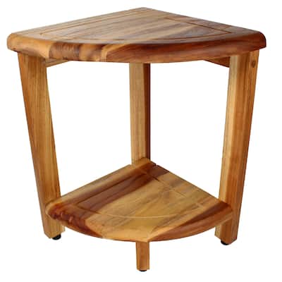 EcoDecors SnazzyCorner EarthyTeak 18" Teak Shower Shelf - 18" L x 12 D x 18" H