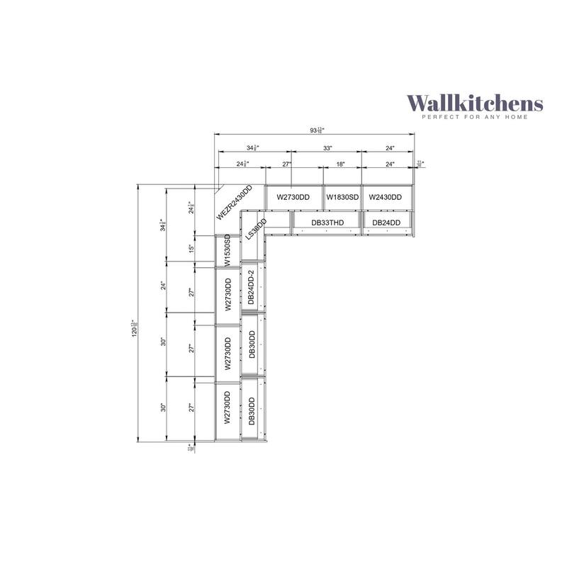 Kitchen Culinary Collection White Gloss Color Base Size 10Ft Wide - 94x120